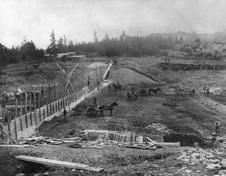 Construction of Forbes Lake in 1912